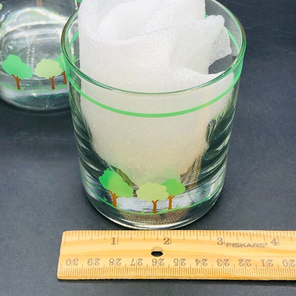 Vintage Green Tree Whiskey Lowball Glass Tumbler- Set of 2 :Novelty Barware - Picture 9 of 10